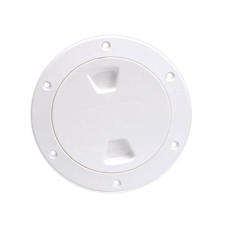 Beckson 4" Smooth Center Screw-Out Deck Plate - White