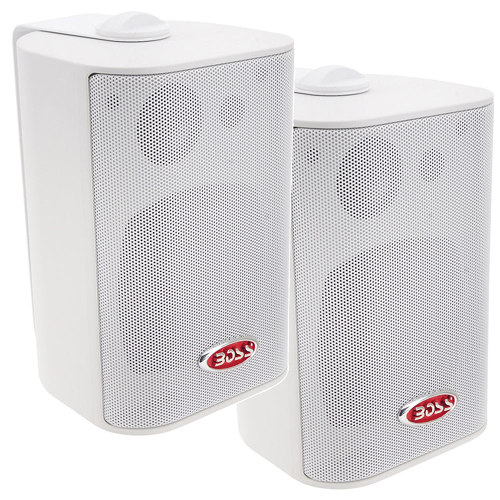 Boss Audio MR4.3W 4" 3-Way Marine Box Speakers (Pair) - 200W - White