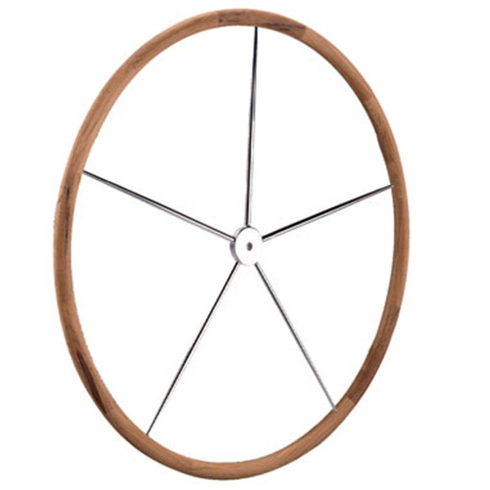 Edson Wheel, Teak Rimmed Dished Destroyer 24" W/Straight Hub