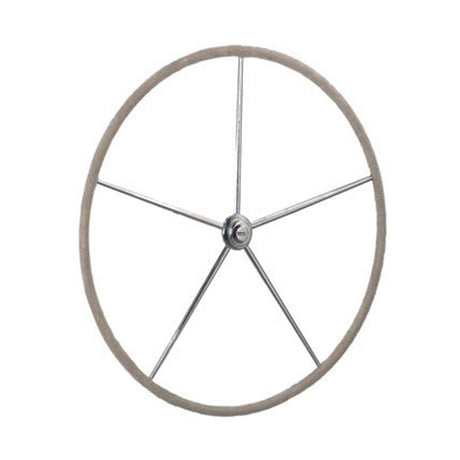 Edson Wheel, SS Dished Destroyer 18" W/ Taper Hub & Leather Gray