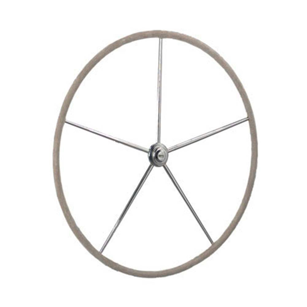 Edson Wheel, SS Dished Destroyer 48" W/ Taper Hub & Leather Gray