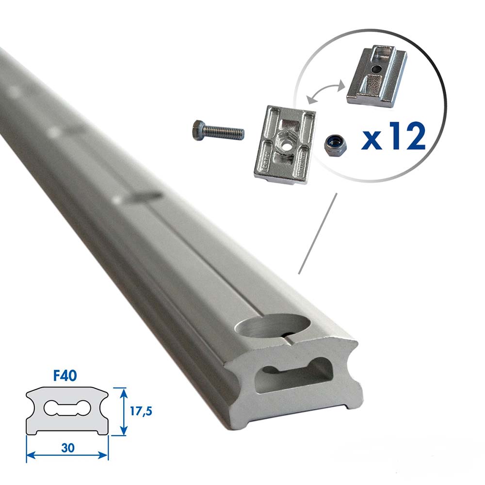 Facnor Track - 1.7m 23mm + Slugs & Machined Screw