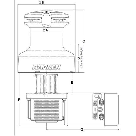 Harken Electric Winch: Radial Size 35 Left Mount - 12V (All Chrome)_Additional1