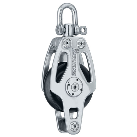 Harken Block - Megayacht 75mm Single - Swivel / Becket (Stainless Steel)