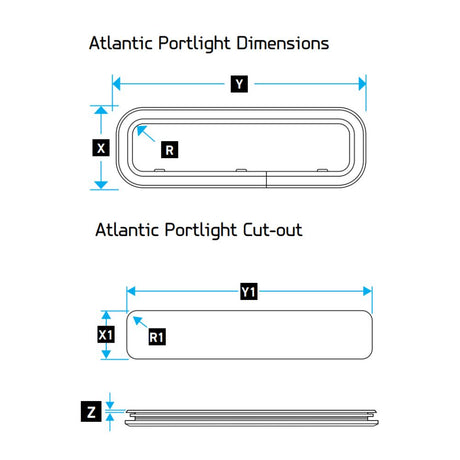 Lewmar Atlantic Portlight Size 60 (200 x 600 mm) Opening Window Smoke Acrylic / Silver Frame (AV)_Additional1