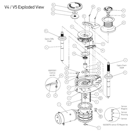 Lewmar V4/5 Mainshaft Assembly Gypsy Drum