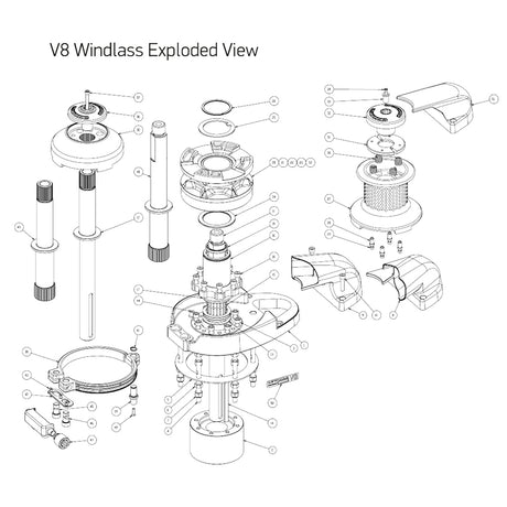 Lewmar V8 Left Hand Chain Cover Kit