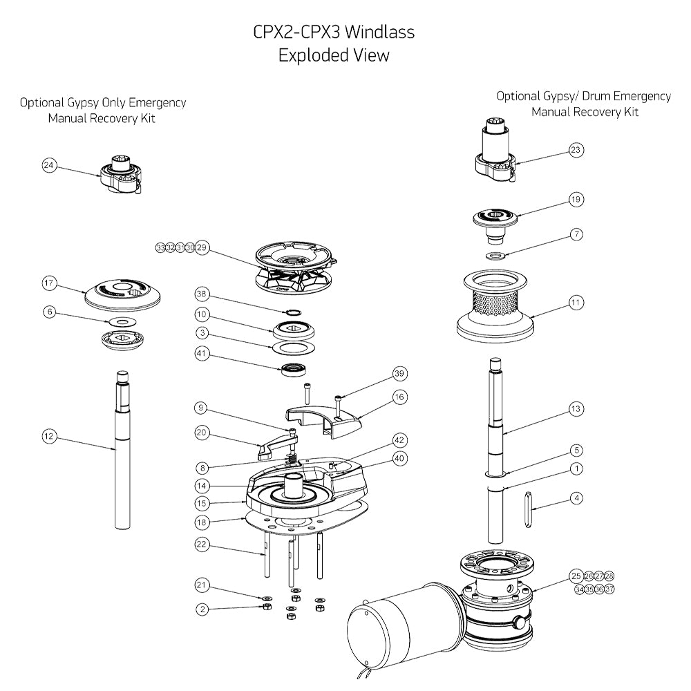 Lewmar CPX 2, 3 Gypsy Drum Drive Shaft Kit