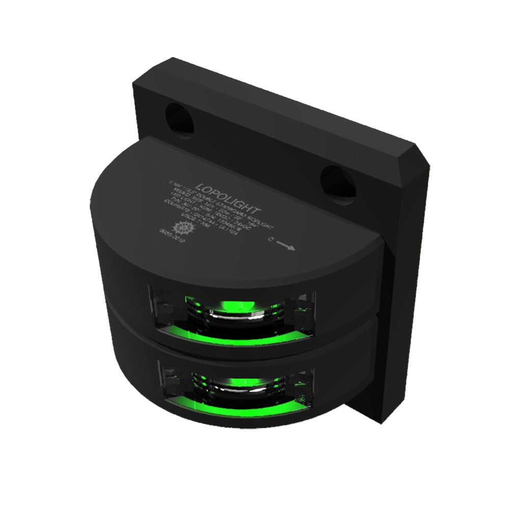 Lopolight Side Lights - Vertical Mount 112.5&deg; 2nm Green, Double (Black Housing)