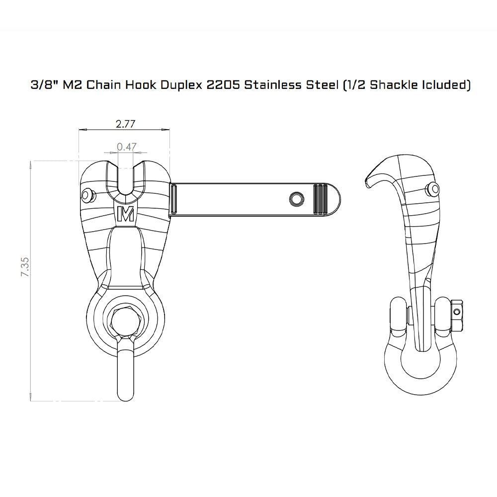 Mantus M2 3/8 Stainless Steel Chain Hook_Additional1