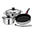 Magma Nesting 7-Piece Induction Compatible Cookware - Stainless Steel Exterior & Slate Black Ceramic