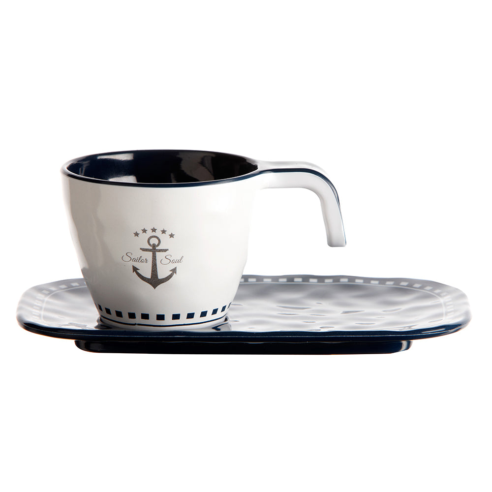 Marine Business Melamine Espresso Cup & Plate Set - SAILOR SOUL - Set of 6