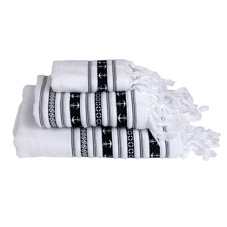 Marine Business White/Anchors Towel Set - SANTORINI - Set of 3