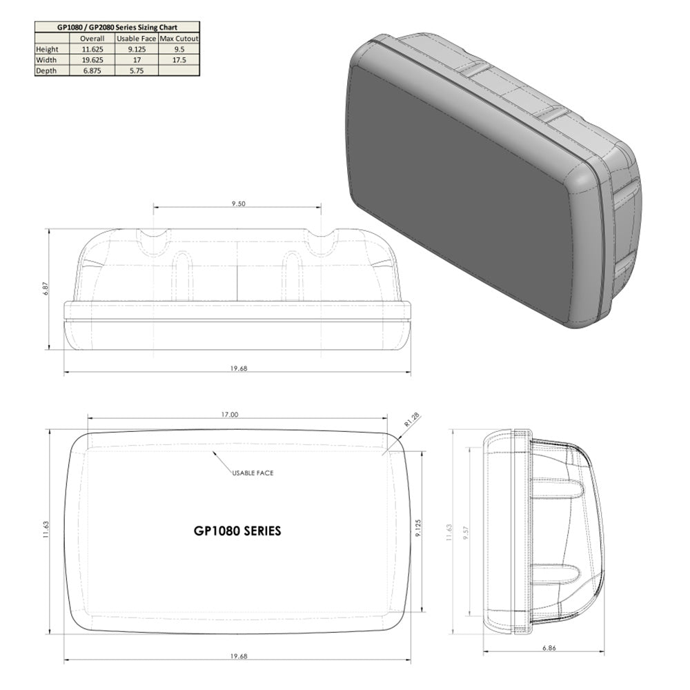 NavPod GP1080-06 SystemPod Pre-Cut f/Raymarine es95/es97/es98 & 2 Instruments f/9.5" Wide Guard_Additional1