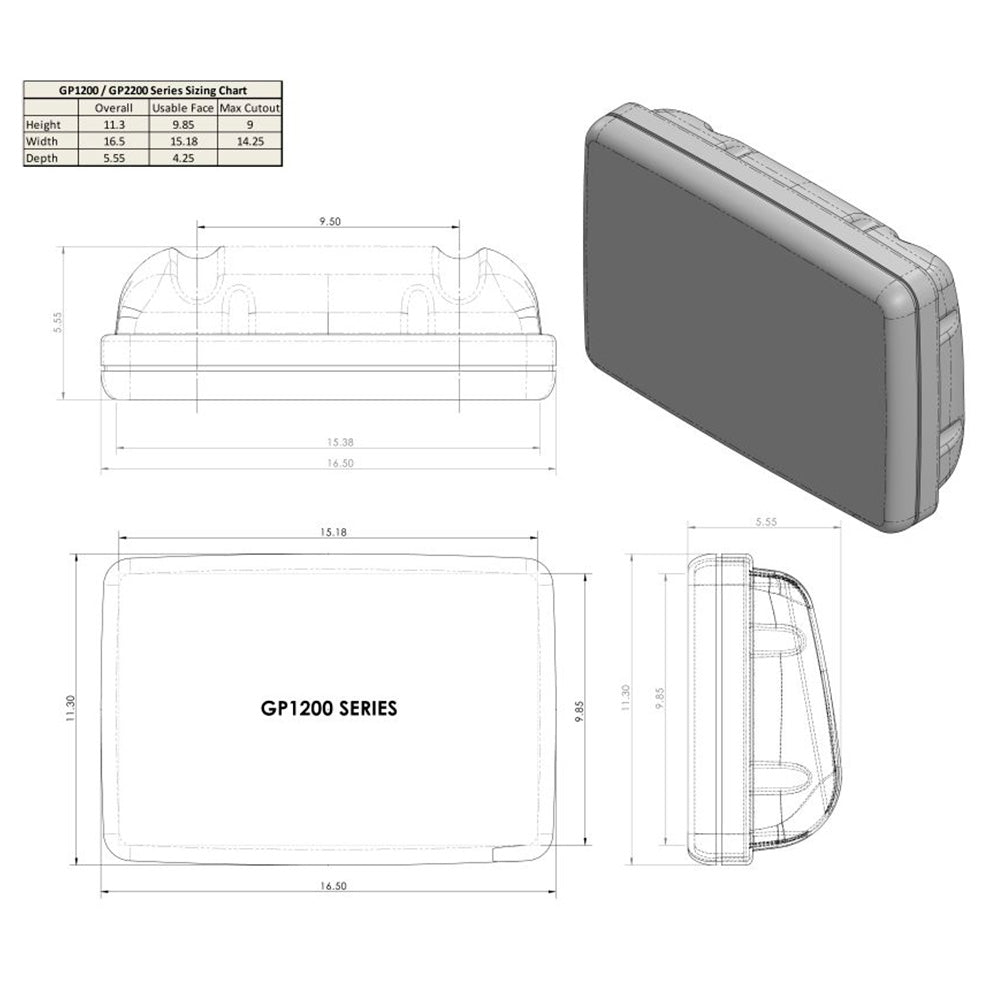 NavPod GP1200-12 SailPod Pre-Cut f/Garmin GPSMAP 7412 / 7412xsv / 7612 / 7612xsv f/9.5" Wide Guard_Additional1