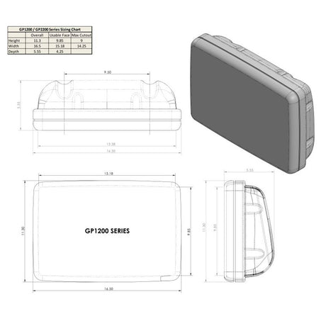 NavPod GP1202 SailPod Pre-Cut f/Simrad NSS12 evo2 or B&G Zeus2 12 f/9.5" Wide Guard_Additional1