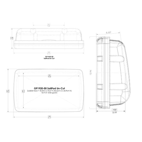 Navpod SailPod Un-Cut for (usable face = 18.36"w x 10.61"h)(46.6cm w x 26.9cm h) for 9.5" wide guard_Additional1