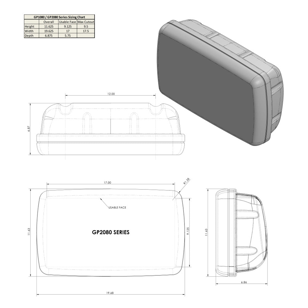 NavPod GP2080-13 SystemPod Pre-Cut f/Simrad NSS9 evo2 B&G Zeus2 9 & 2 Instrument f/12" Wide Guard_Additional1