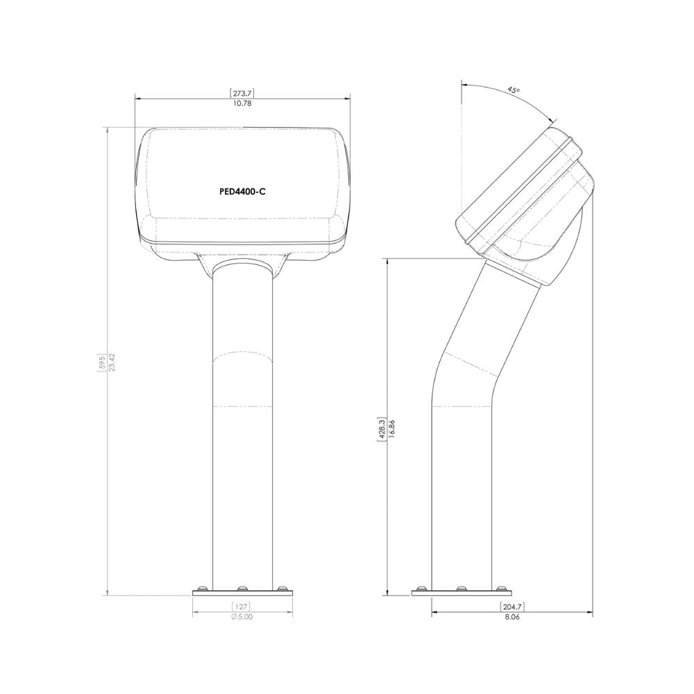 Navpod PedestalPod 45&#176; Pre-Cut for Lowrance HOOK-7 / 7x (Carbon Series)_Additional1