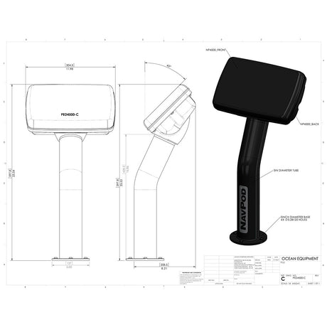 NavPod PED4500-01 PedestalPod Pre-Cut f/Garmin echoMAP 72sv, 73sv, 74sv, 75sv - Carbon Black_Additional1