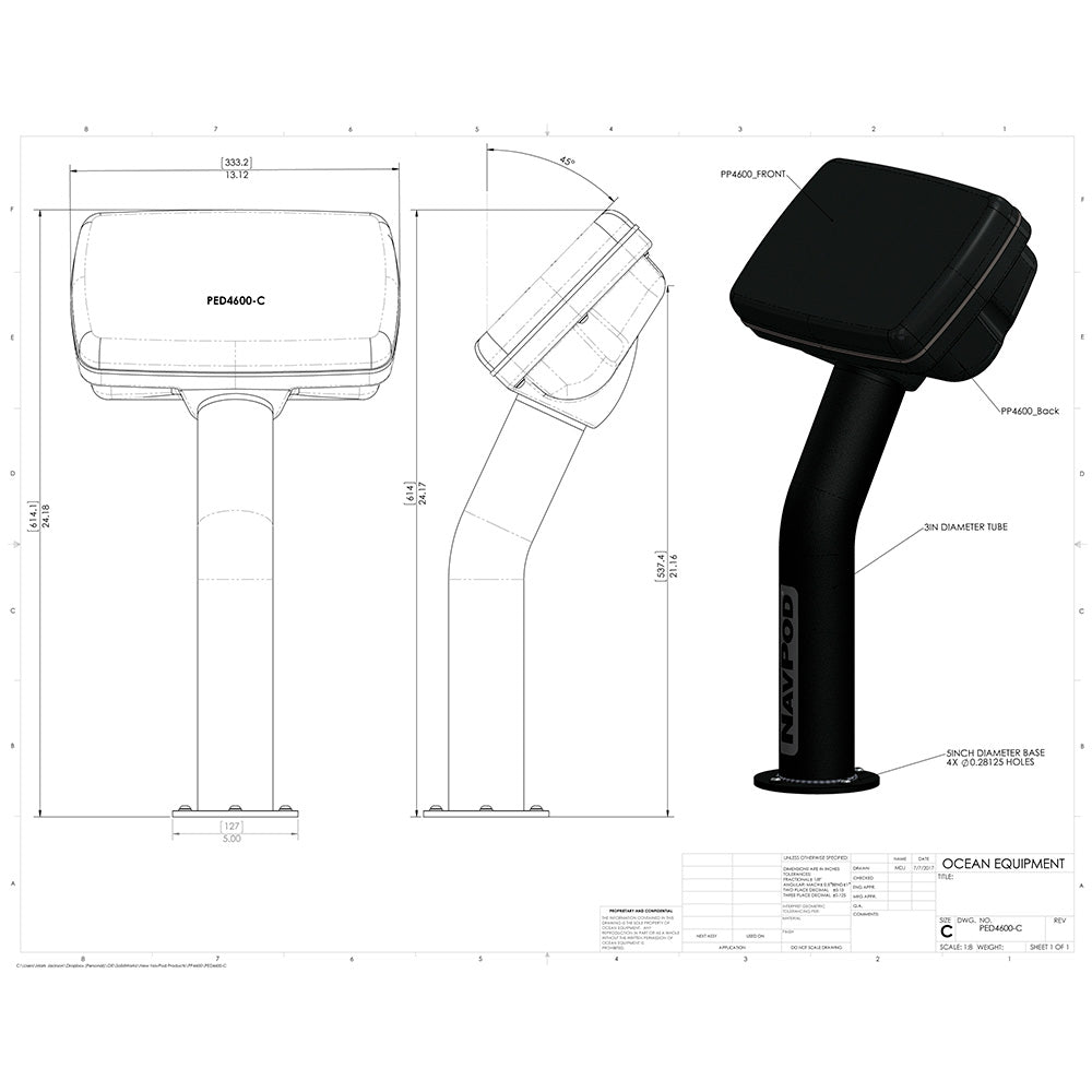 NavPod PED4600-01 PedestalPod Pre-Cut f/Garmin echoMAP 92sv, 93sv, 94sv & 95sv - Carbon Black_Additional1