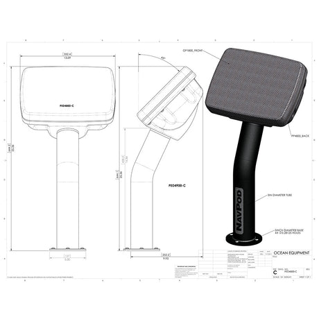 NavPod PED4800-13-C PedestalPod Pre-Cut f/Simrad GO9/B&G Vulcan 9 - Carbon Black_Additional1