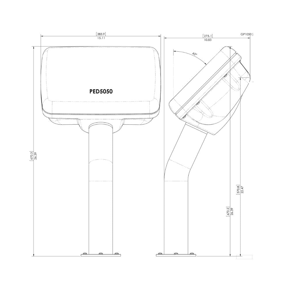 Navpod PedestalPod 45&#176; Un-Cut for (usable face = 12.75"w x 8.75"h)(32.4cm w x 22.2cm h) (Carbon_Additional1