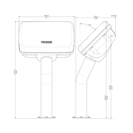 Navpod PedestalPod 45&#176; Un-Cut for (usable face = 12.75"w x 8.75"h)(32.4cm w x 22.2cm h) (Carbon_Additional1