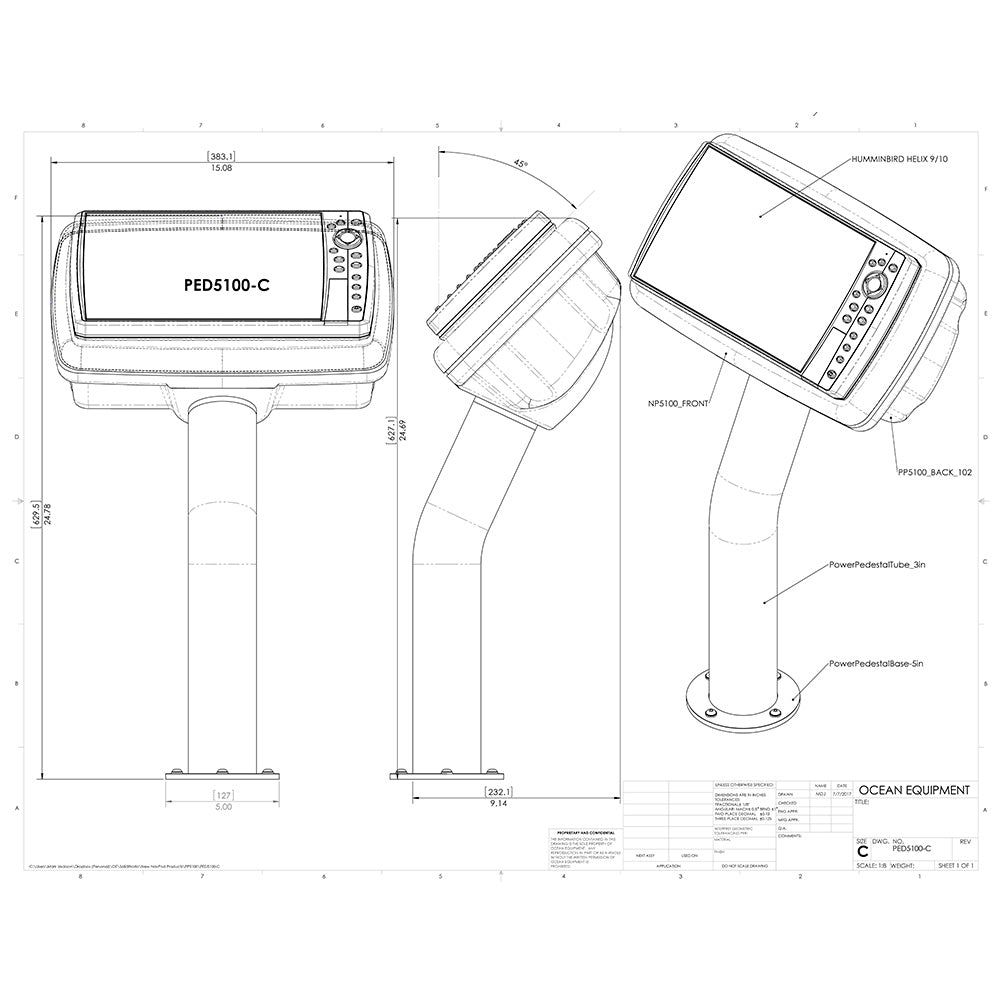 NavPod PED5100-01 PedestalPod Pre-Cut f/Humminbird HELIX 10 & HELIX 9 Series - Carbon Black_Additional1