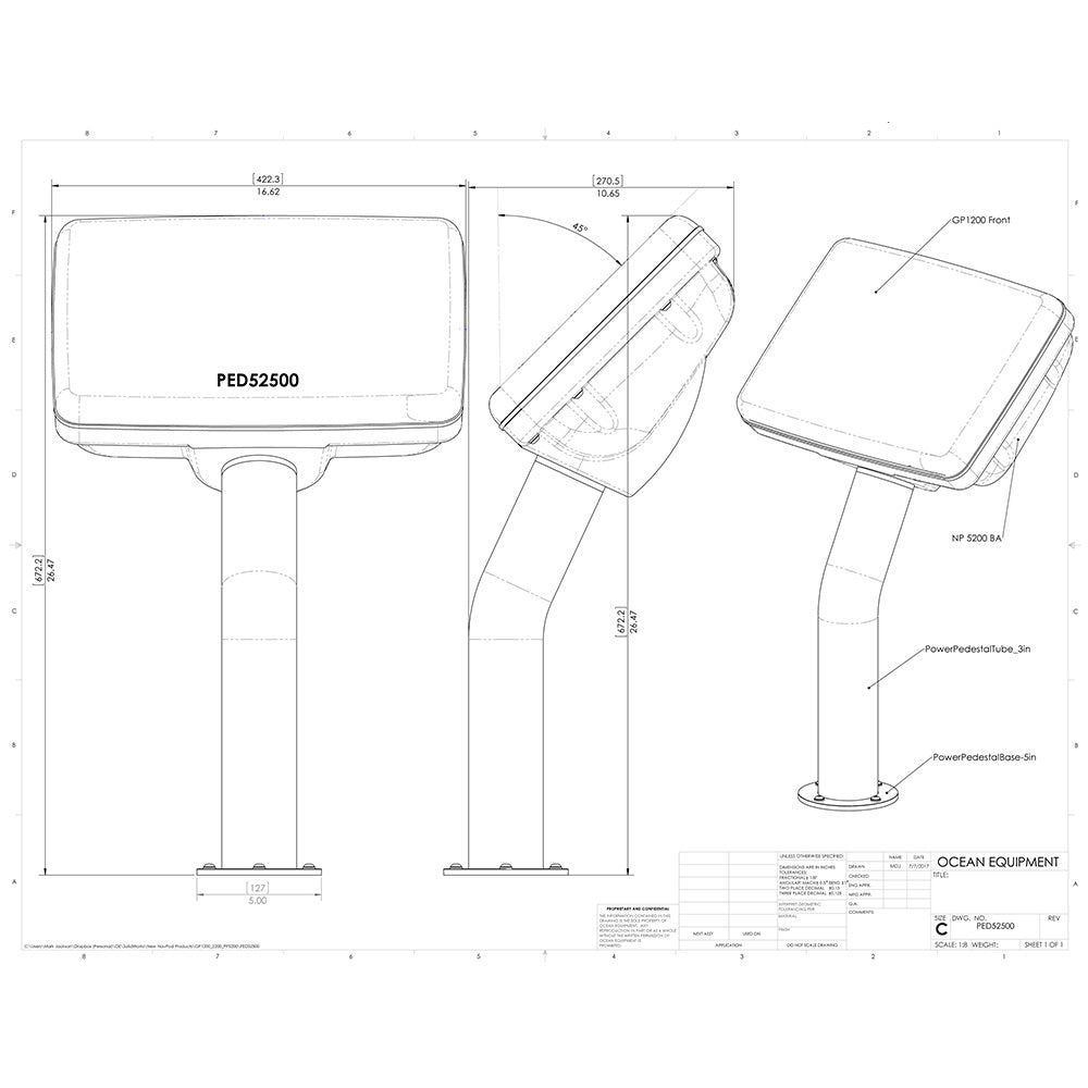 Navpod PedestalPod Pre-Cut for Garmin 7412/7412xsv/7612/7612xsv (Carbon Series)_Additional1