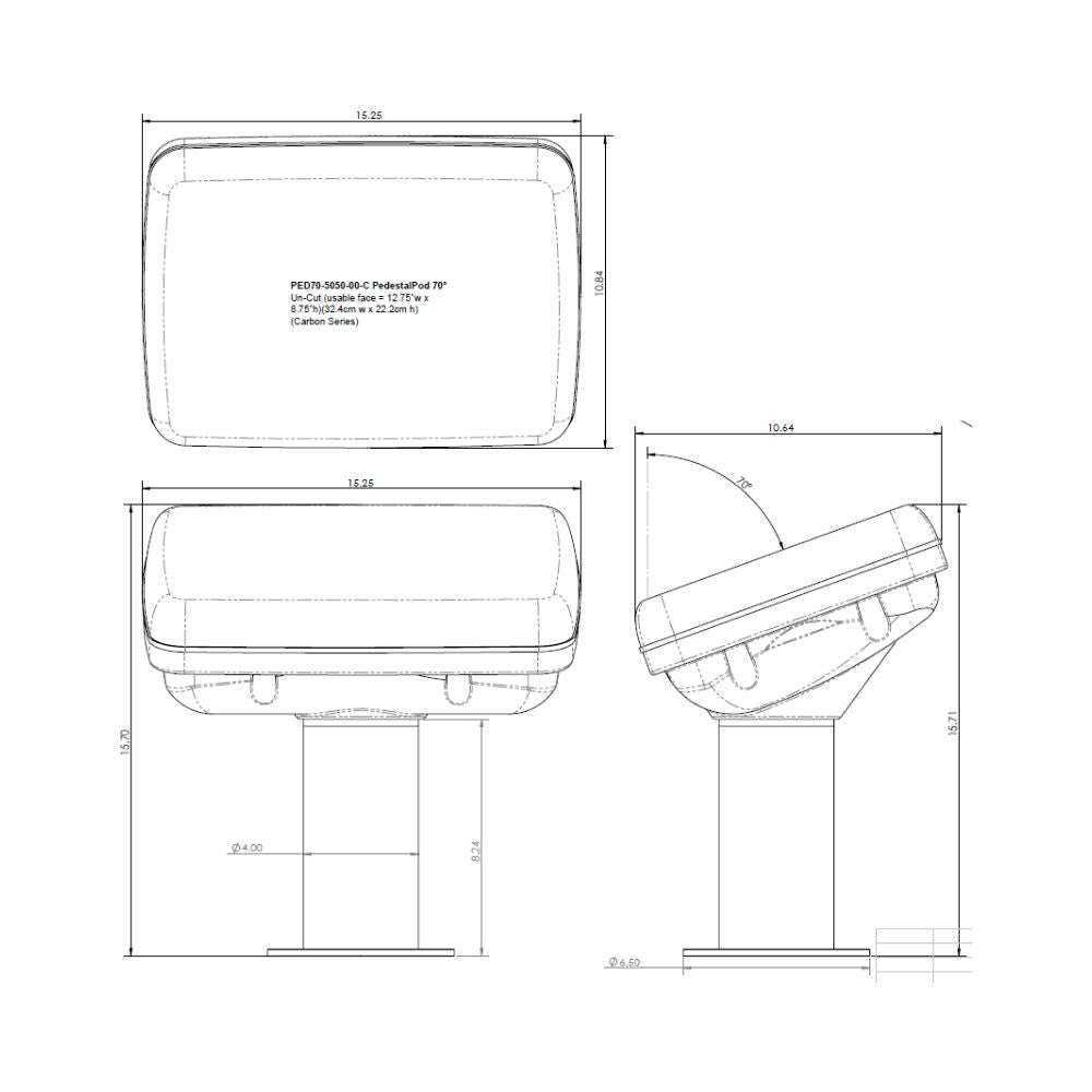 Navpod PedestalPod 70&#176; Un-Cut for (usable face = 12.75"w x 8.75"h)(32.4cm w x 22.2cm h) (Carbon_Additional1