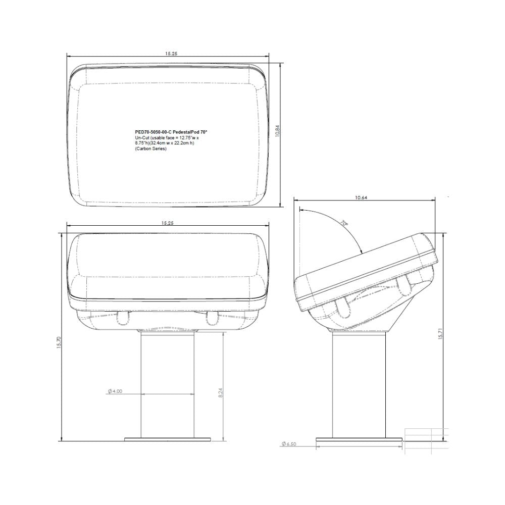 Navpod PedestalPod 70&#176; Pre-Cut for Raymarine AXIOM 12 (Carbon Series)_Additional1