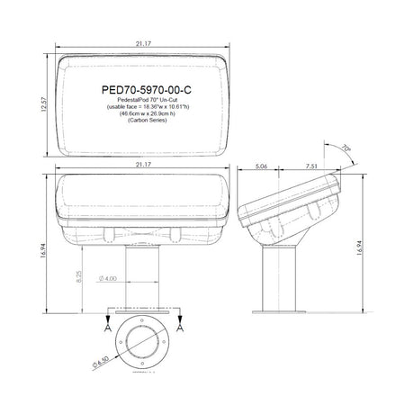 Navpod PedestalPod 70&#176; Pre-Cut for Humminbird SOLIX 15 (Carbon Series)_Additional1