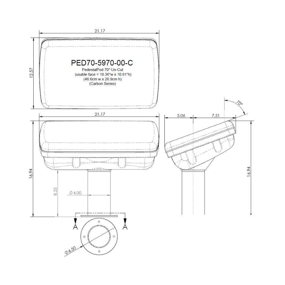 Navpod PedestalPod 70&#176; Pre-Cut for Lowrance HDS-16 Gen2 Touch / HDS-16 Gen3 / HDS Carbon 16 (Ca_Additional1