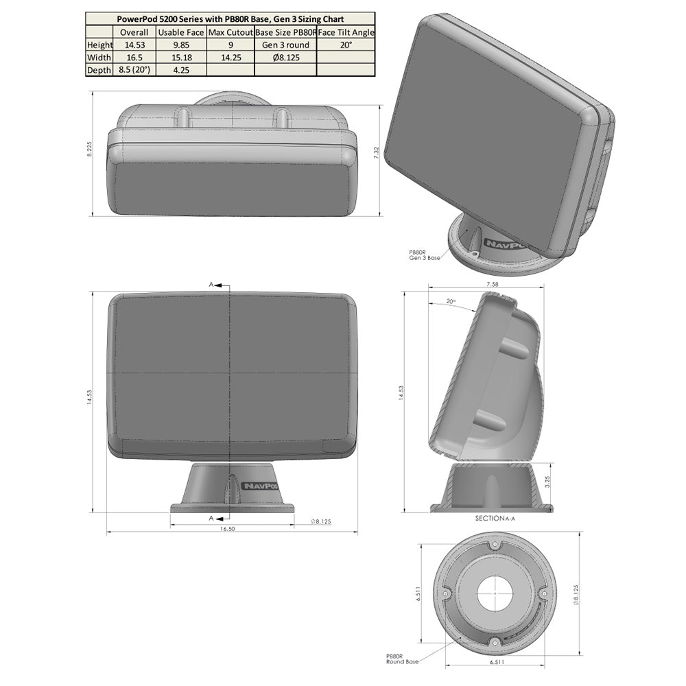 NavPod PP5200-01 PowerPod Pre-Cut f/Humminbird HELIX 12 - Carbon Black_Additional1