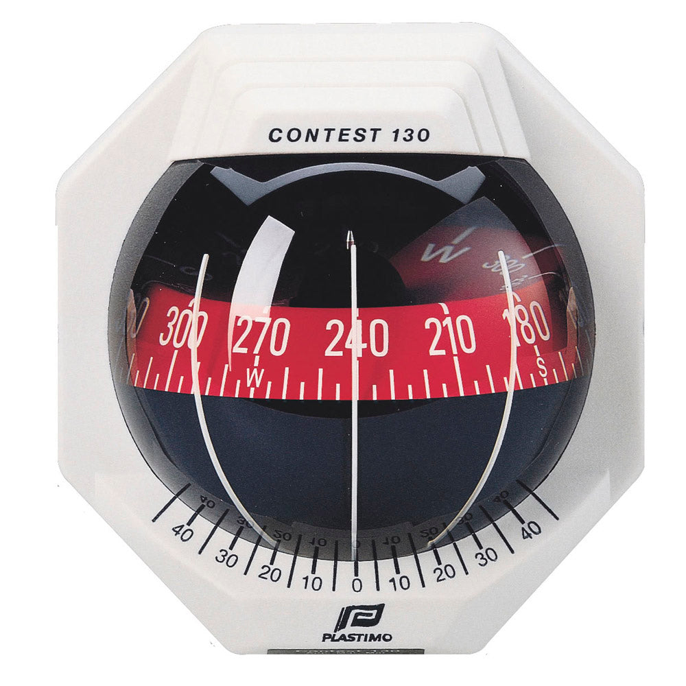 Plastimo Contest 130 Compass White - Red Card, Vertical Bulkhead