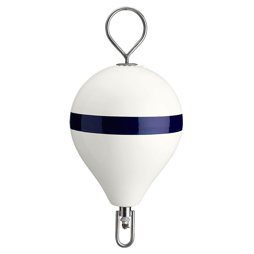 Polyform U.S. Mooring Buoy w/SS 13.5" Diameter - White Blue Stripe