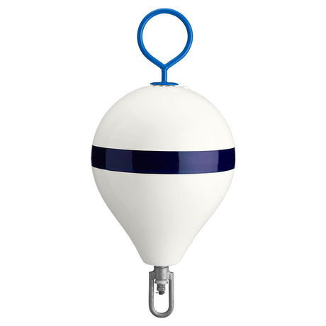 Polyform U.S. Mooring Buoy w/Iron 13.5" Diameter - White Blue Stripe