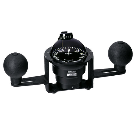 Ritchie YB-600 Globemaster Steel Boat Compass w/5&deg; Card - 12V - Yoke Mounted - Black