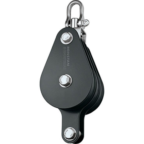 Ronstan Block, Double, 75 mm Sheave, Becket, Swivel Shackle Head