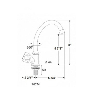 Scandvik Faucets - Tap Standard Cold Water w/ Swivel Spout - J Spout Standard Knob_Additional1