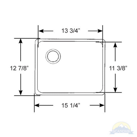 Scandvik Sinks - Rectangular Satin Finish 18/10 SS (3/4" Flange Width - Under Mount)_Additional1