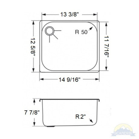 Scandvik Sinks - Rectangular Mirror Finish 18/10 SS (5/8" Flange Width B Profile) Drain Right_Additional1