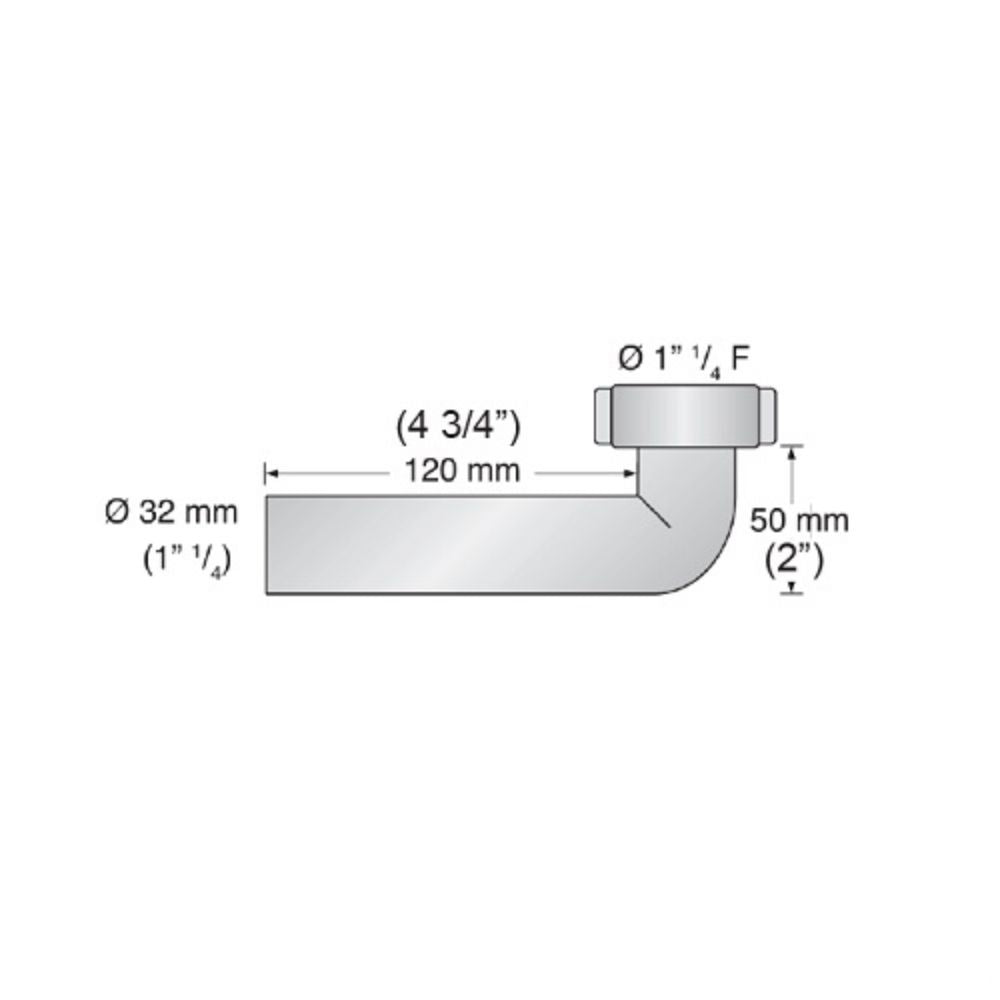 Scandvik Sinks - Drains & Fittings Elbow Pipe For 1-1/4" Connections_Additional1