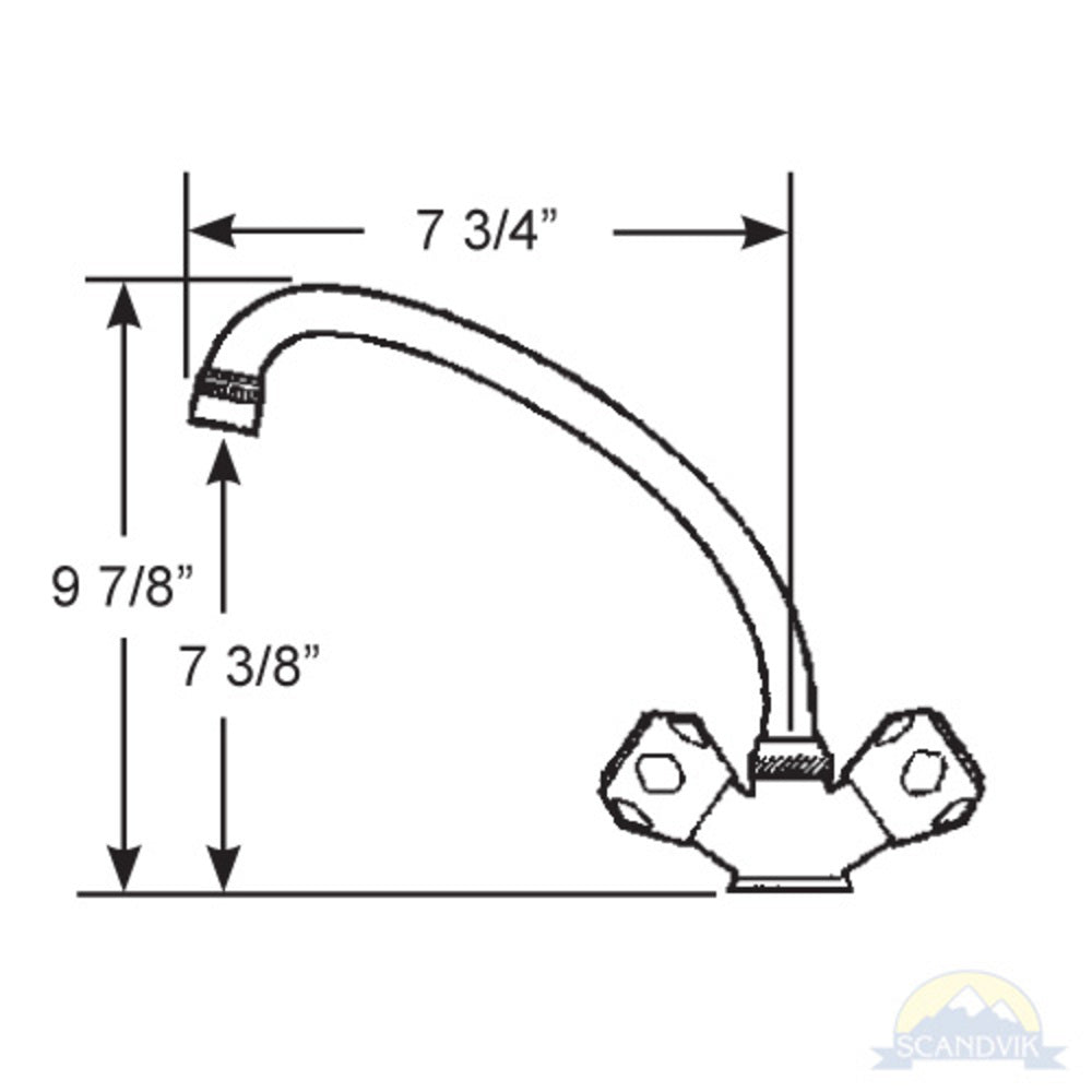 Scandvik Faucets - Galley Mixer w/ High-Reach Swivel Spout - Standard Knob_Additional1