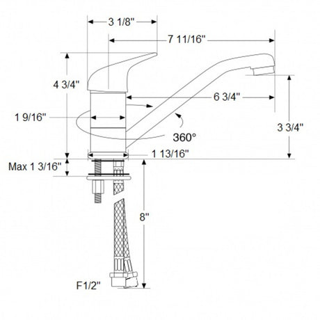 Scandvik Faucets - Galley Single Lever Mixer - Swivel Spout_Additional1