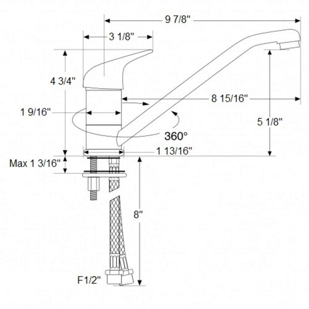 Scandvik Faucets - Galley Single Lever Swivel Mixer_Additional1