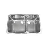 Scandvik Sinks - Double Satin Finish 18/10 SS (3/4" Flange Width - Under Mount) Small Sink on Left