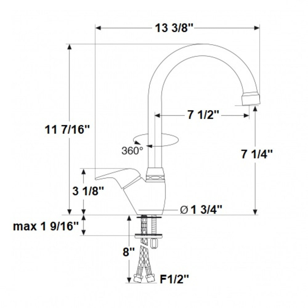 Scandvik Faucets - Galley Single Lever U-Shaped Swivel Mixer_Additional1