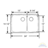 Scandvik Sinks - Double Satin Finish 18/10 SS (3/4" Flange Width - Under Mount) Small Sink on Right_Additional1